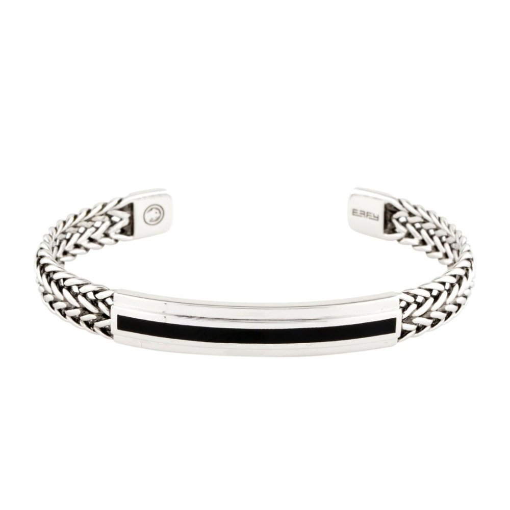 EFFY STERLING SILVER 925 & ONYX WOVEN CUFF BRACELET